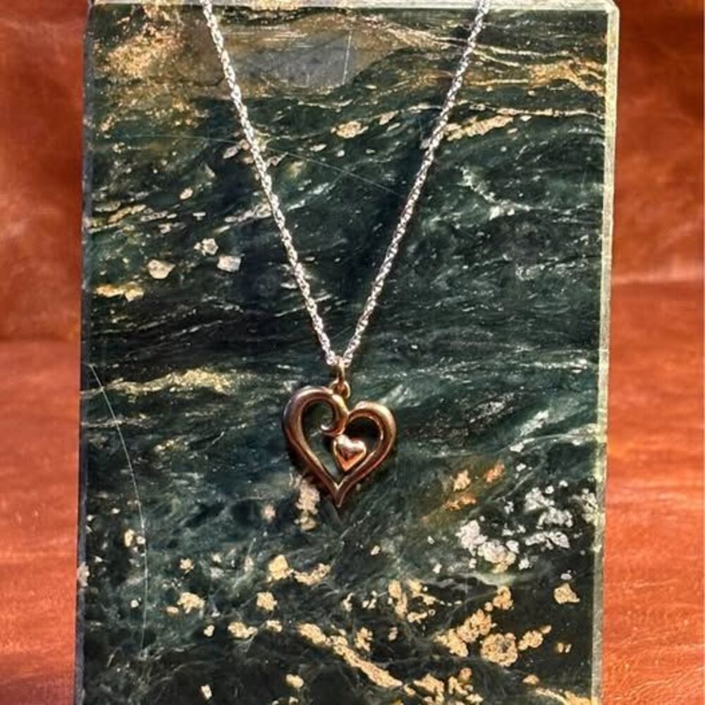 RETIRED James Avery Small Joy of My Heart Pendant 14K Gold Sterling Silver w/ Bo